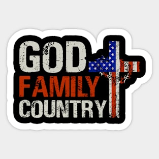 God Family Country - US Flag Patriotic Christian Gift Sticker